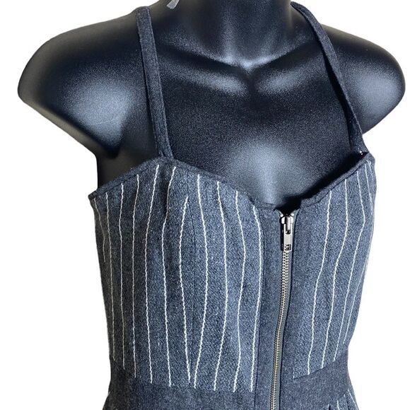 Gentle fawn women’s small wool pinstripe front zip dress convertible strap - Picture 3 of 10